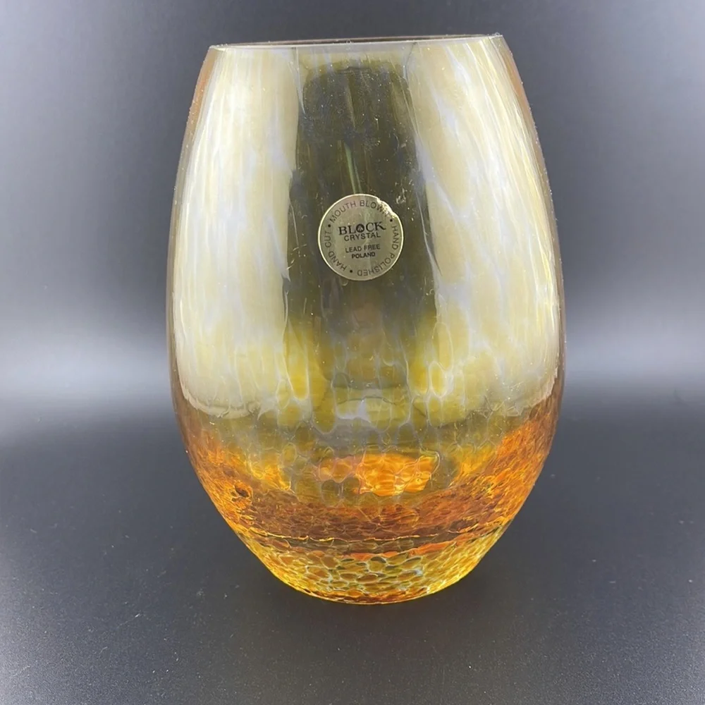 Block Crystal Amber Vase